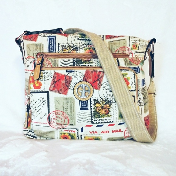 Giani Bernini Handbags - Giani Bernini Crossbody Travel Stamp Print Bag